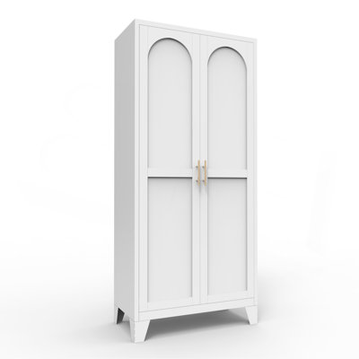 61'' 2 Shapely Doors Cabinet, Metal Storage Cabinet With Doors And Adjustable Shelves, For Bedroom, Living Room