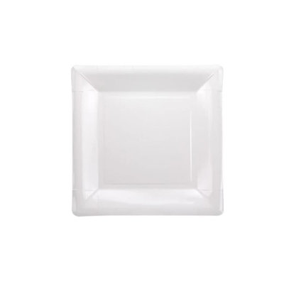  Assiette à salade carrée blanche 7 pouces - Assiettes élégantes jetables pour salades, apéritifs, traiteurs, mariages, fêtes, événements et buffets - Vaisselle en papier de qualité supérieure (24)