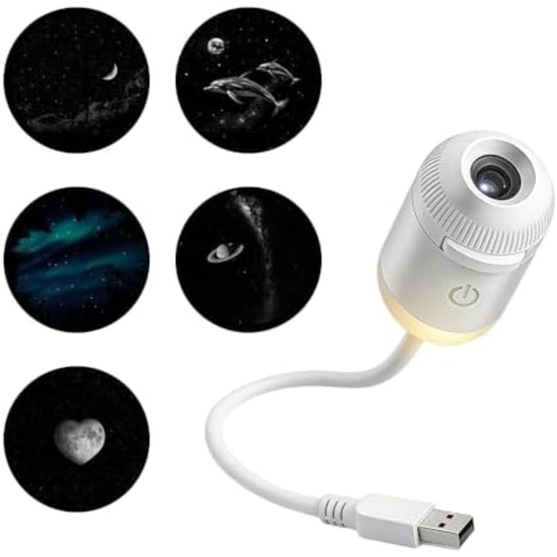 Projecteur de lumière galaxie 2-en-1, projecteur étoile USB avec luminosité réglable, mini projecteur de lumière galaxie pour plafond de chambre à coucher