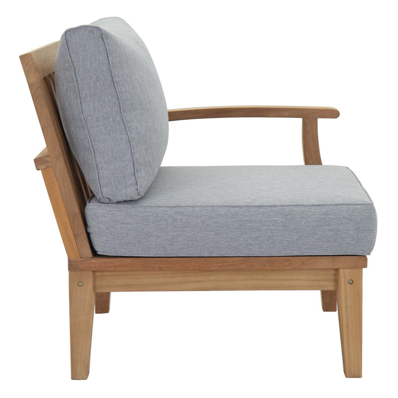 Ensemble de conversation modulaire en teck avec coussins 10 pièces Marina, Gris