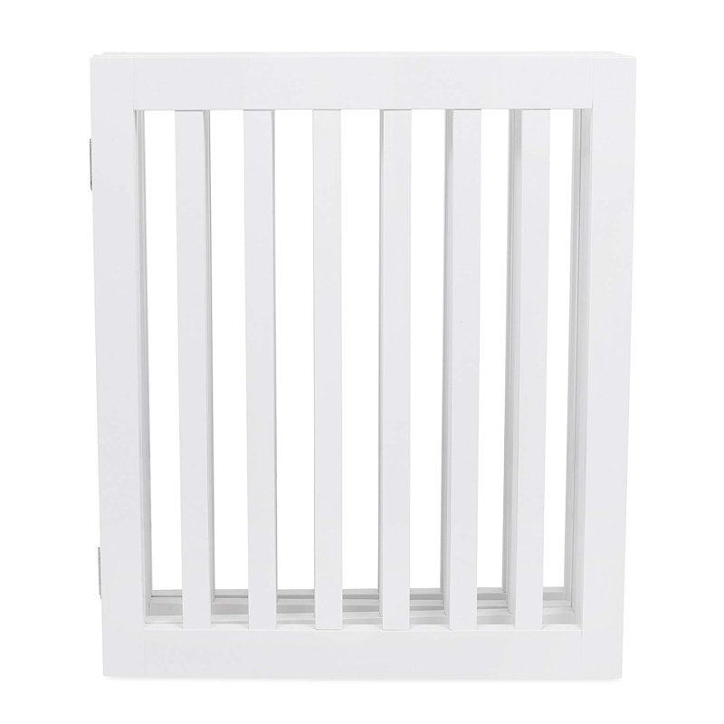 White 24" Tall 4-Panel Freestanding Wooden Pet Gate