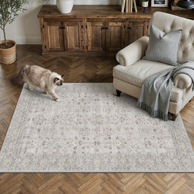 Tapis lavable rétro Adelyn avec envers antidérapant