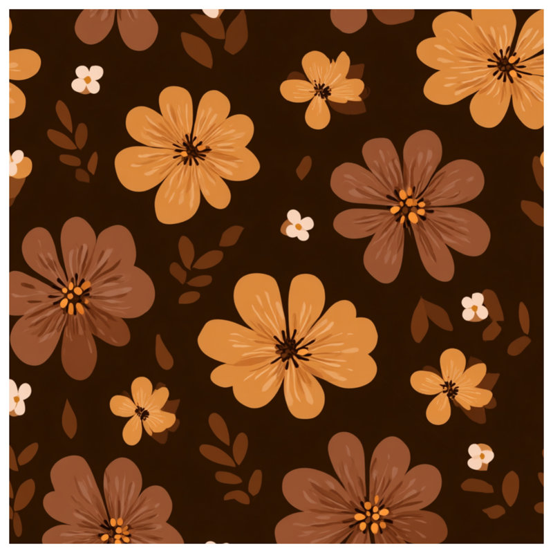 Jeté Floral, L 60 po x l 50 po, Floral brun
