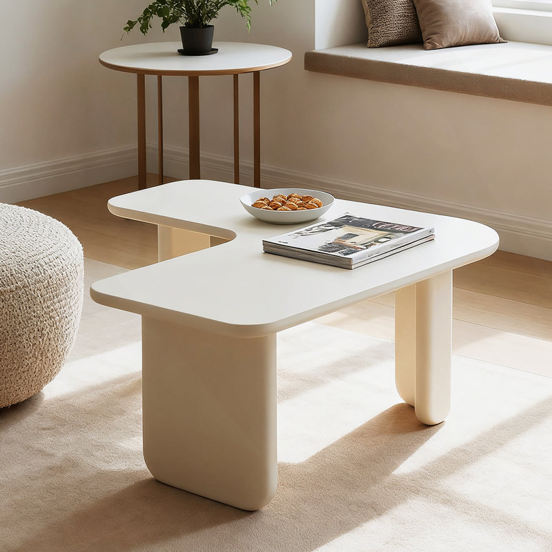 Table basse en L, table basse, table d'appoint pour salon, Blanc