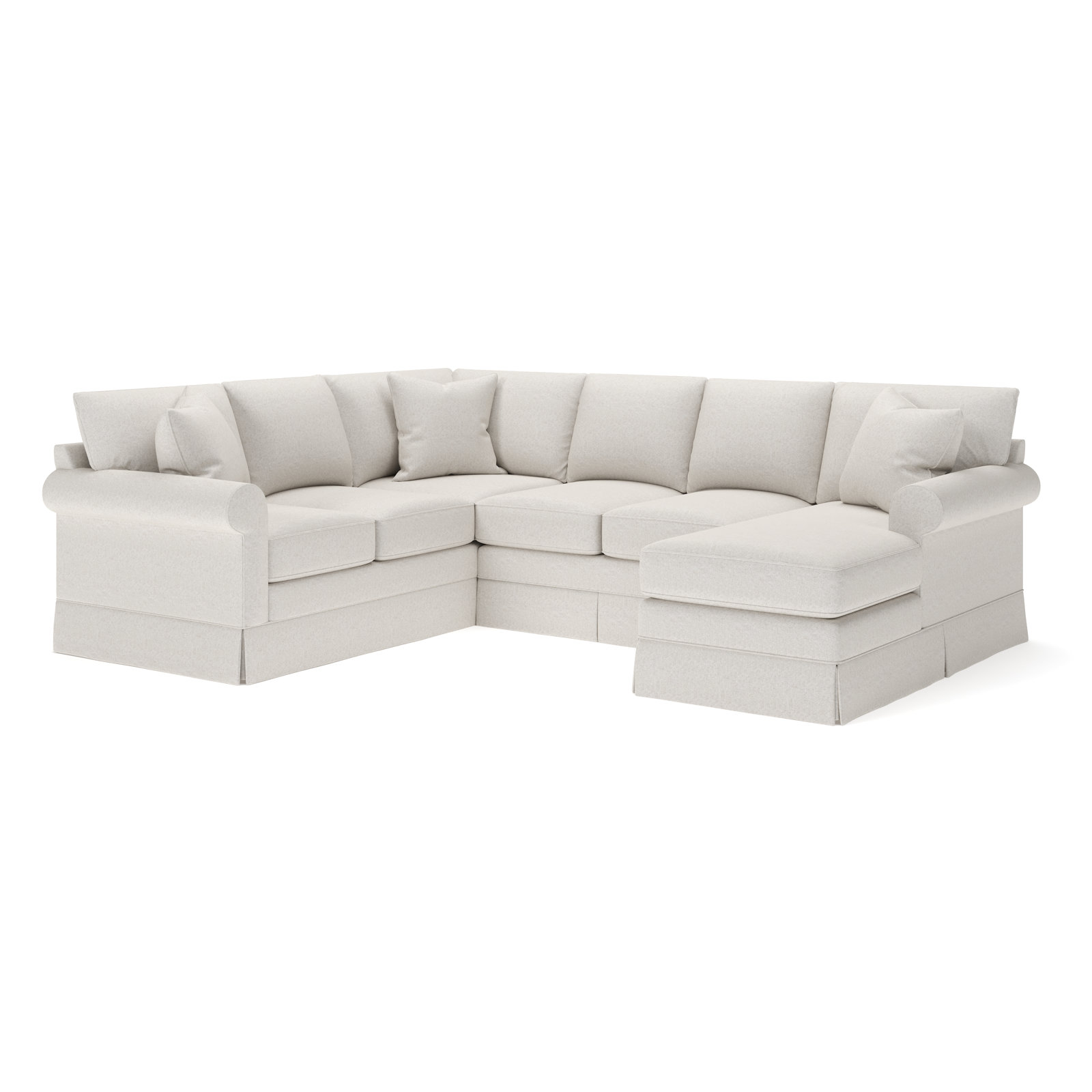 Friedman Upholstered Chaise U-Sectional, Right Hand Facing, Macarena Light Gray Canvas
