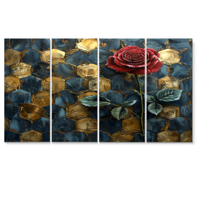 Elize - Rose Wall Art For Living Room 4 Piece