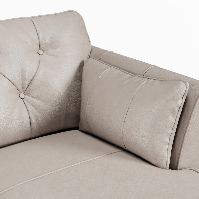 Hoxton 3 Seater Leather Maxi Sofa Chaise, Right Hand Facing, Cloud Grey, Light Wood