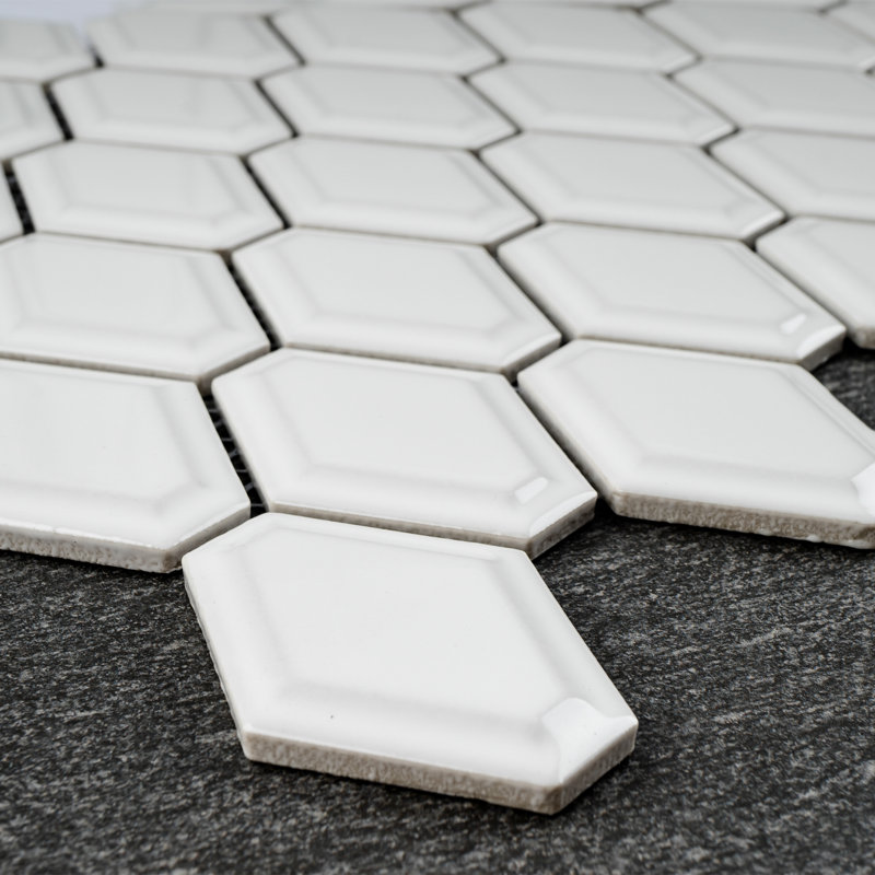 Porcetile 12.8 in. x 9.85 in. Honeycomb Glossy Porcelain Mosaic Wall and Floor Tile