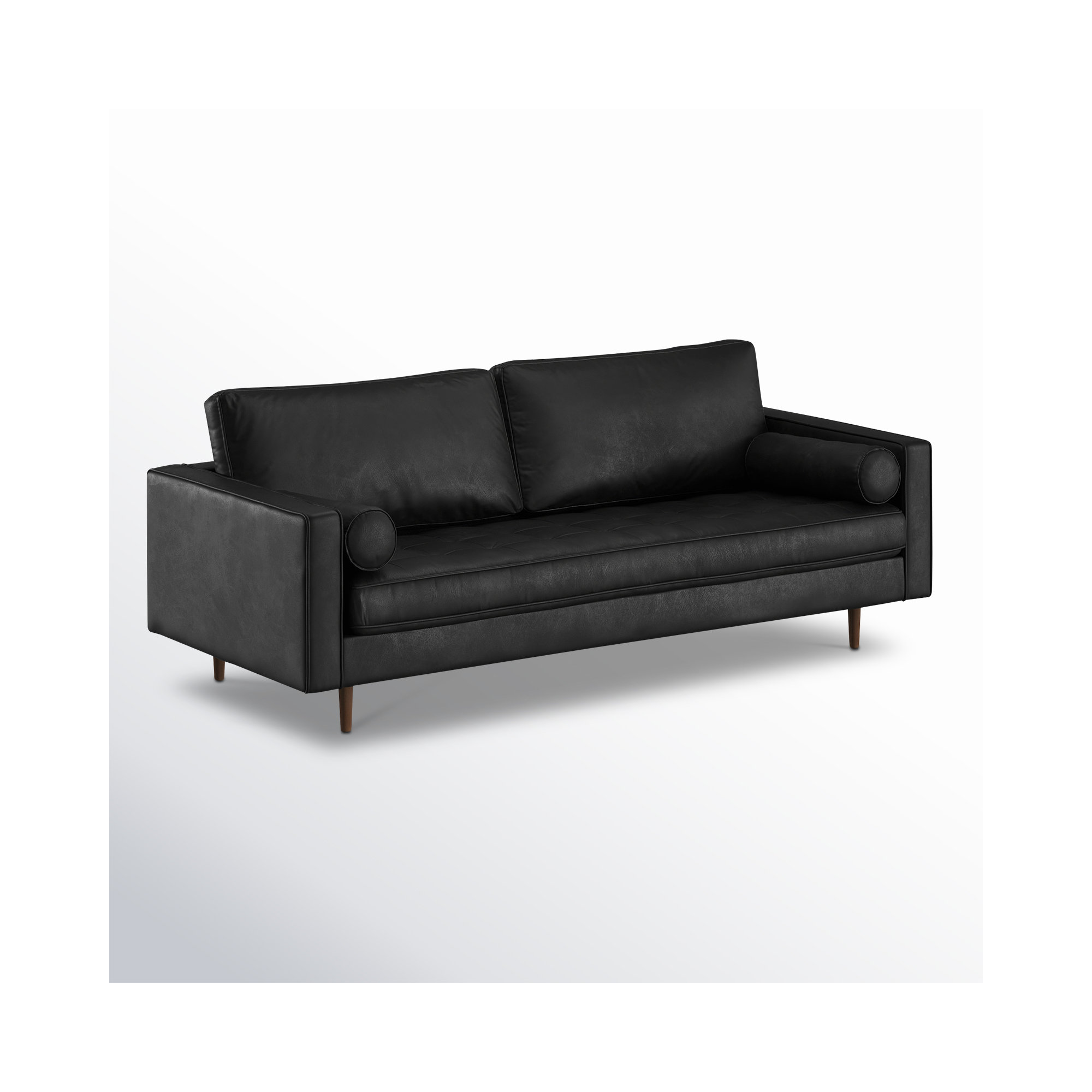 Geo 84" Genuine Leather Sofa, Vintage Black Genuine Leather