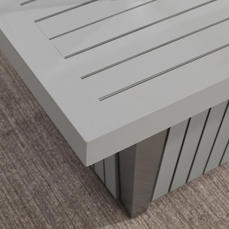 Table de foyer d'extérieur au propane en aluminium avec réservoir de carburant caché et couvercle, Gris clair/gris