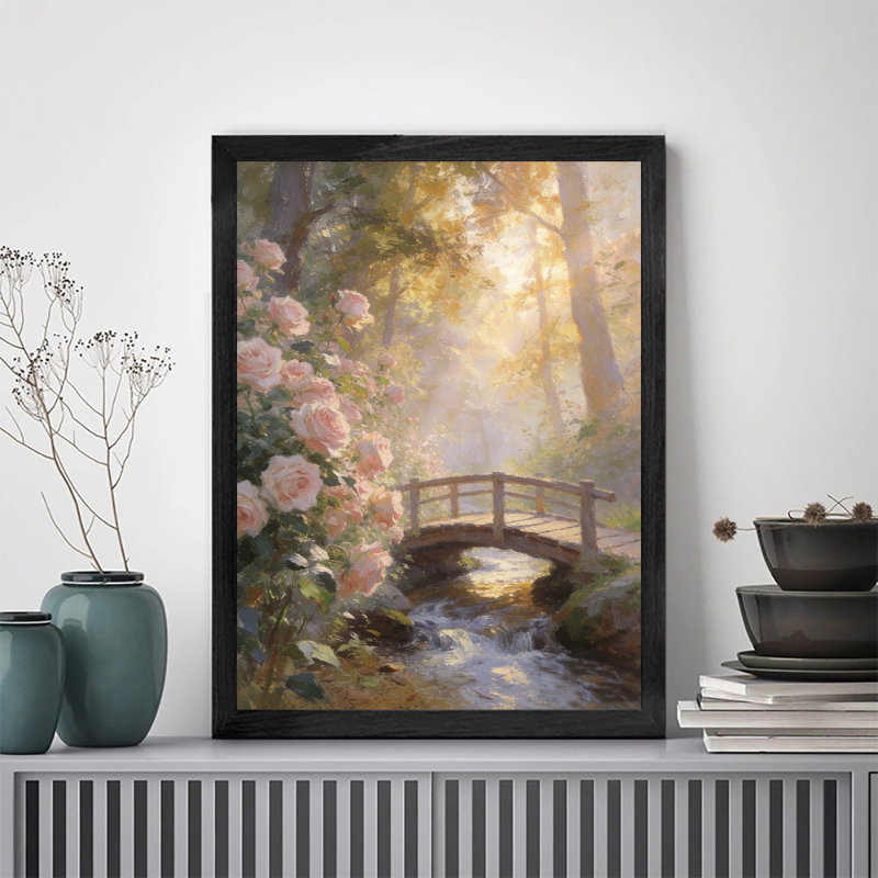 "Black Dreamy Rose Garden", art mural de style français, impressions encadrées, H 37 po x l 25 po