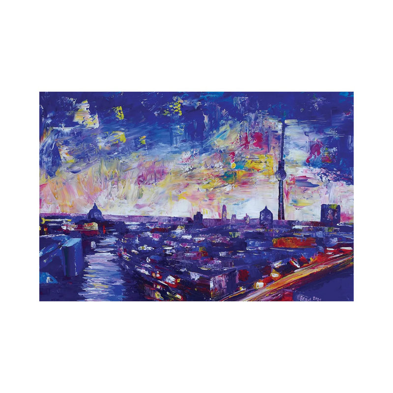 Berlin Impressive Skyline At Night by Markus & Martina Bleichner - Wrapped Canvas Gallery-Wrapped Canvas Giclée