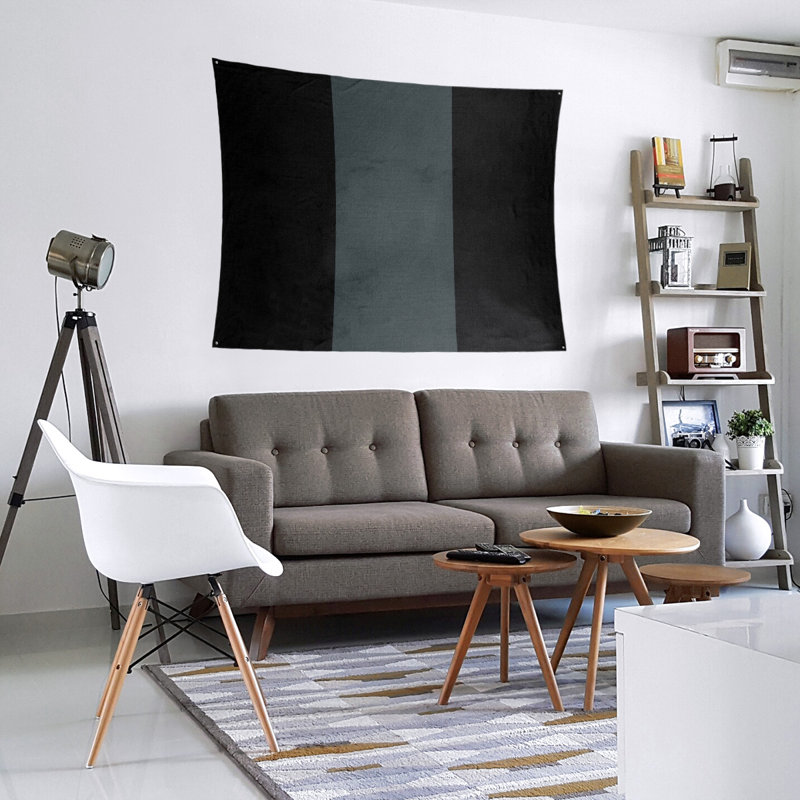 Tapisserie de polyester Las Vegas, H 88 po x l 104 po, Noir / gris acier / noir