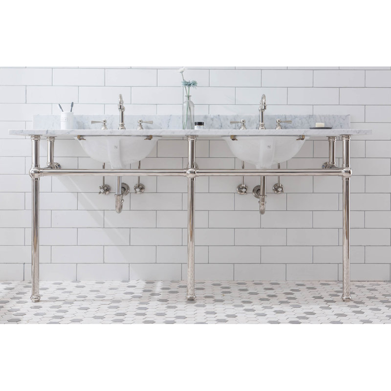 Ensemble de meuble-lavabo oval avec robinet et trop-plein Copeland Stone, Nickel poli