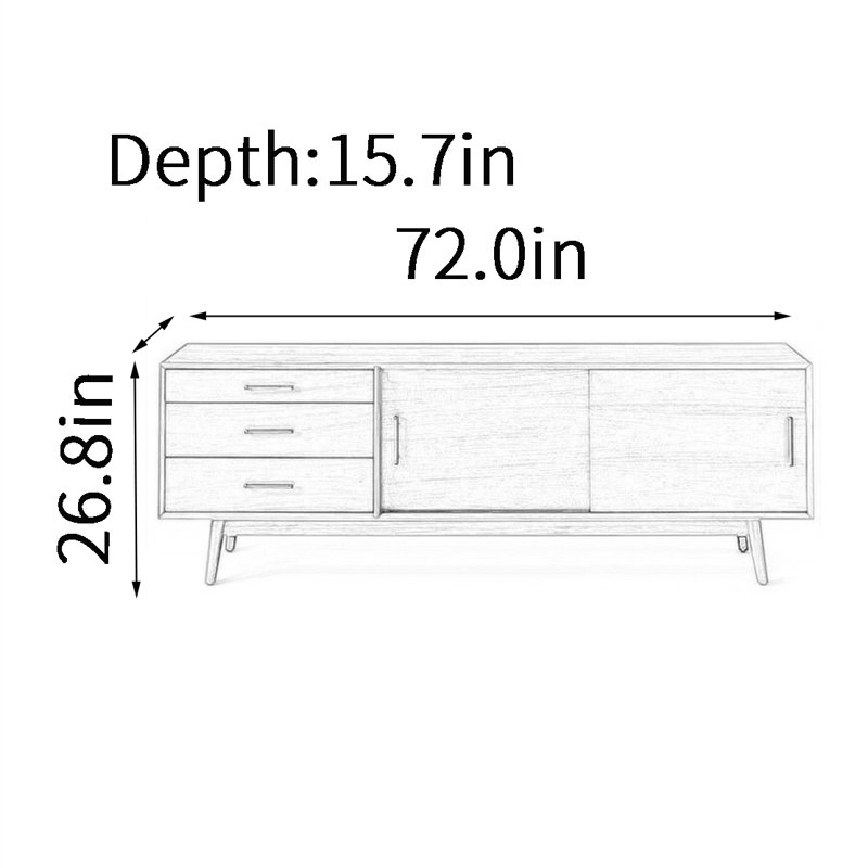 La télévision américaine moderne et simple, H 26,8 po x L 72 po x l 15,7 po