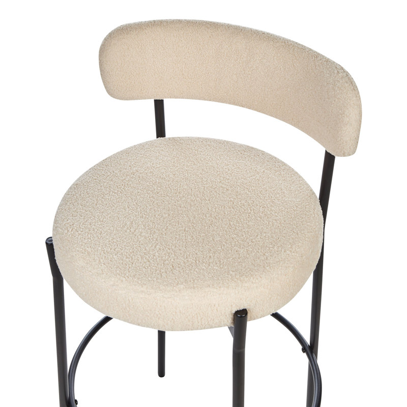 Romanok Upholstered Counter Stool with Metal Frame, Light Beige