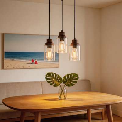 Luminaire suspendu pour îlot de cuisine cylindrique à 3 lumières à intensité variable Nashra
