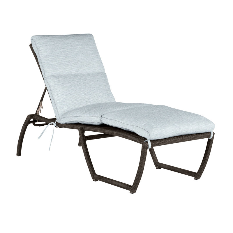 Skye N-Dura Resin Wicker Outdoor Chaise Lounge, Welt, Black Walnut, Paper Sky