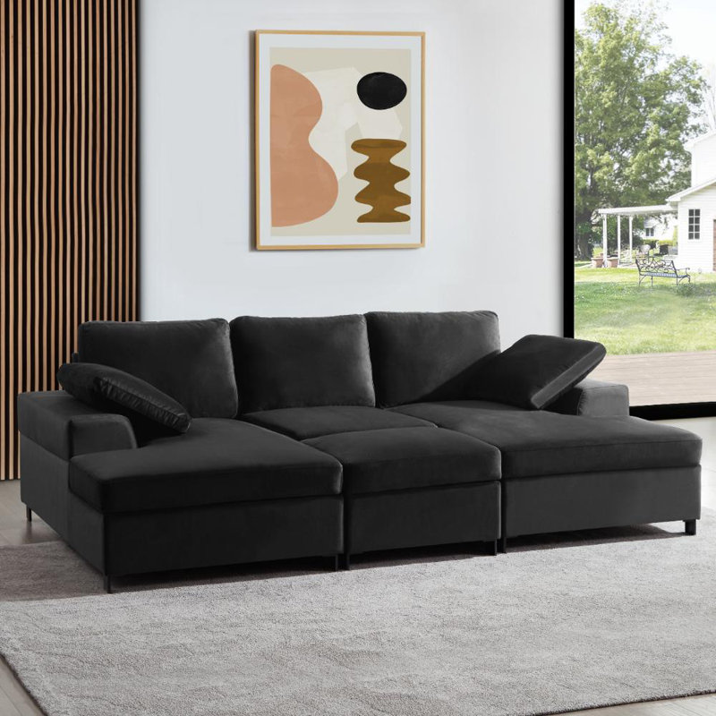 Berdena 2 - Piece Corner Sectional, Black Velvet
