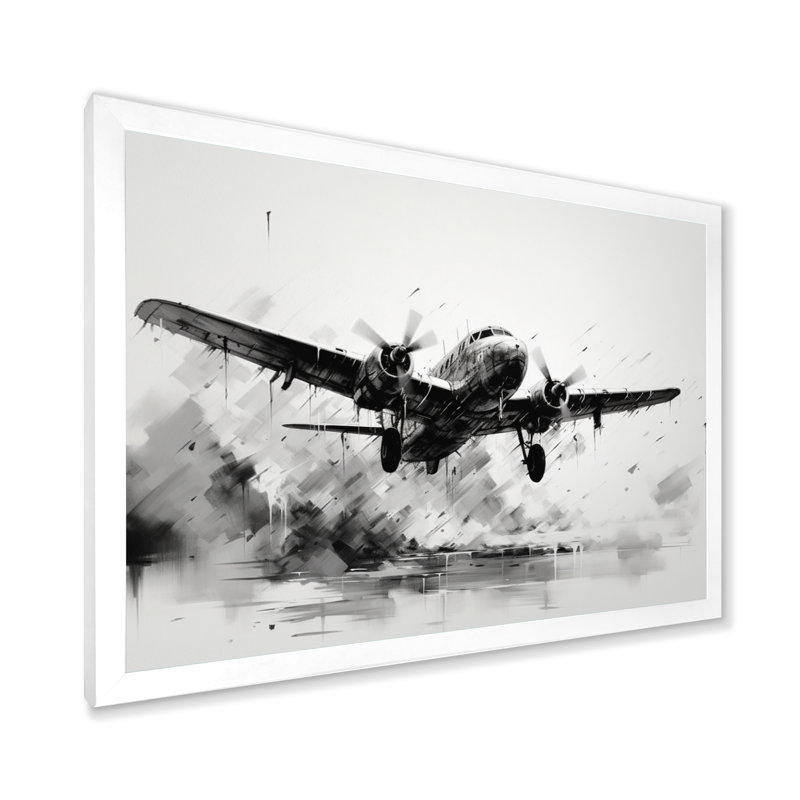Expressive Plane Airborne - Décoration murale avion, H 16 po x l 32 po x P 1 po, Cadre simple blanc