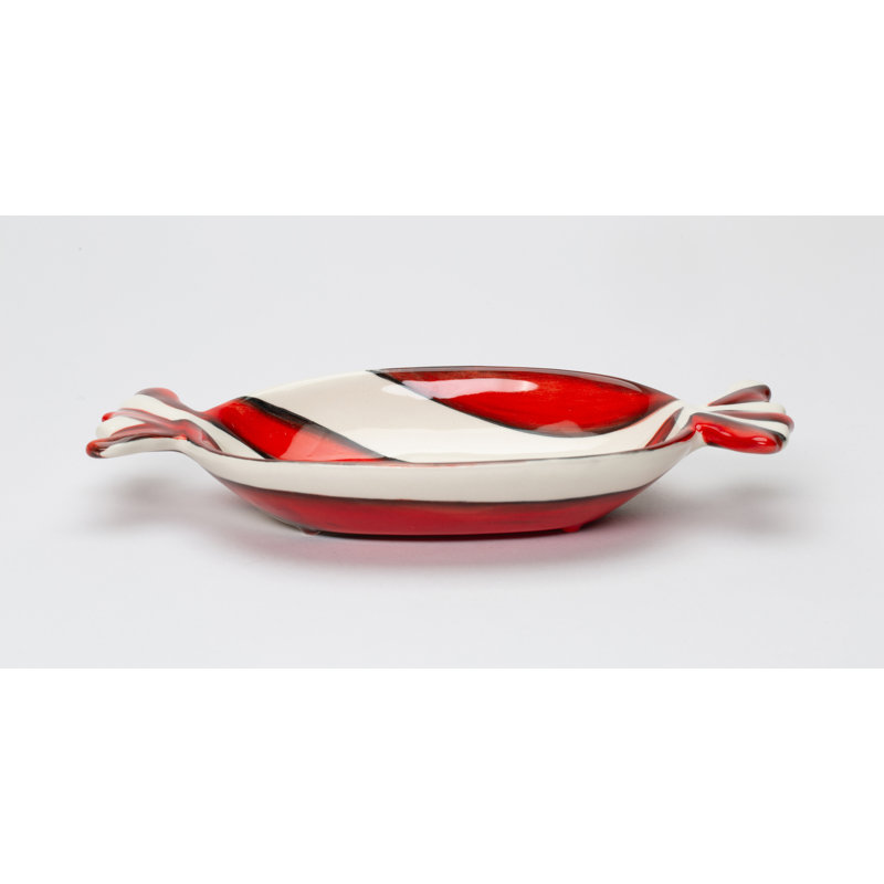 Small Ceramic Peppermint Candy Dish- 7 7/8"L