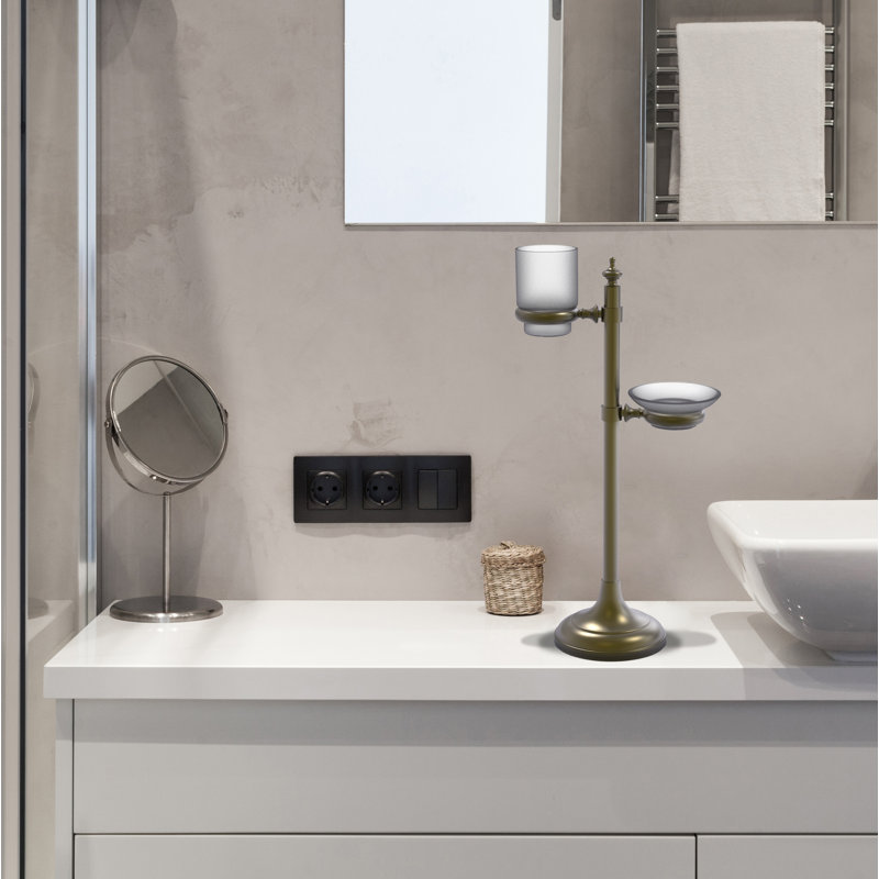 Porte-verres à anneaux multi-accessoires meuble-lavabo top, Laiton antique