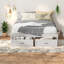 Grands lits plateforme avec rangement spacieux, blanc antique, design moderne