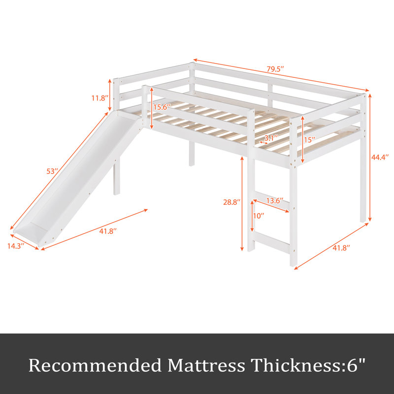 Lit mezzanine simple Jhonatan Kids, Blanc