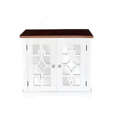 Armoire en bois massif avec porte miroir et tablette Logan