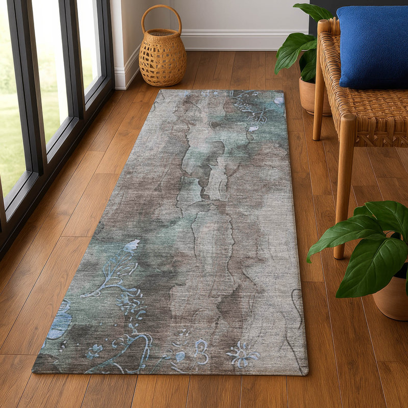 Premium Machine Washable Mayfield AMF1869 Floral Rug, Runner 2'3" x 7'6"