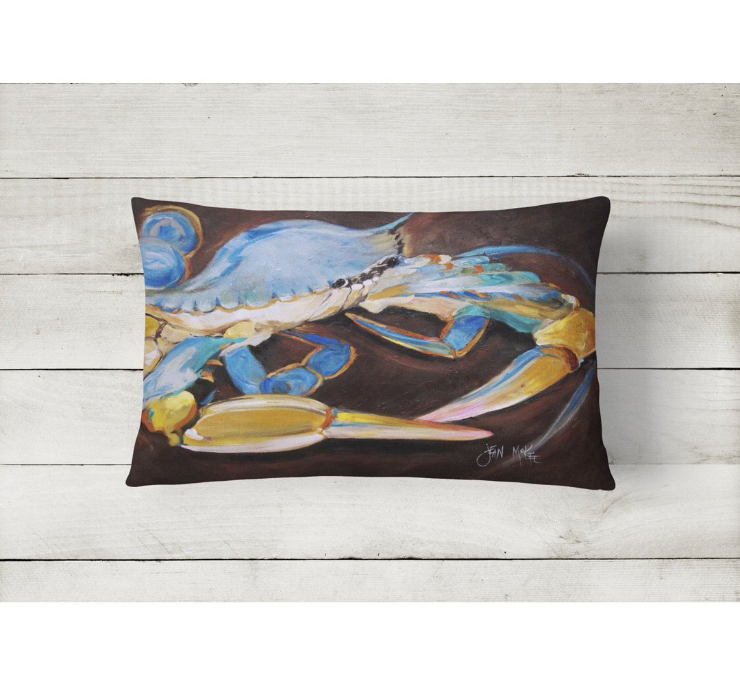 Crab Indoor/Outdoor Blue/Brown Throw Pillow Caroline's Treasures
