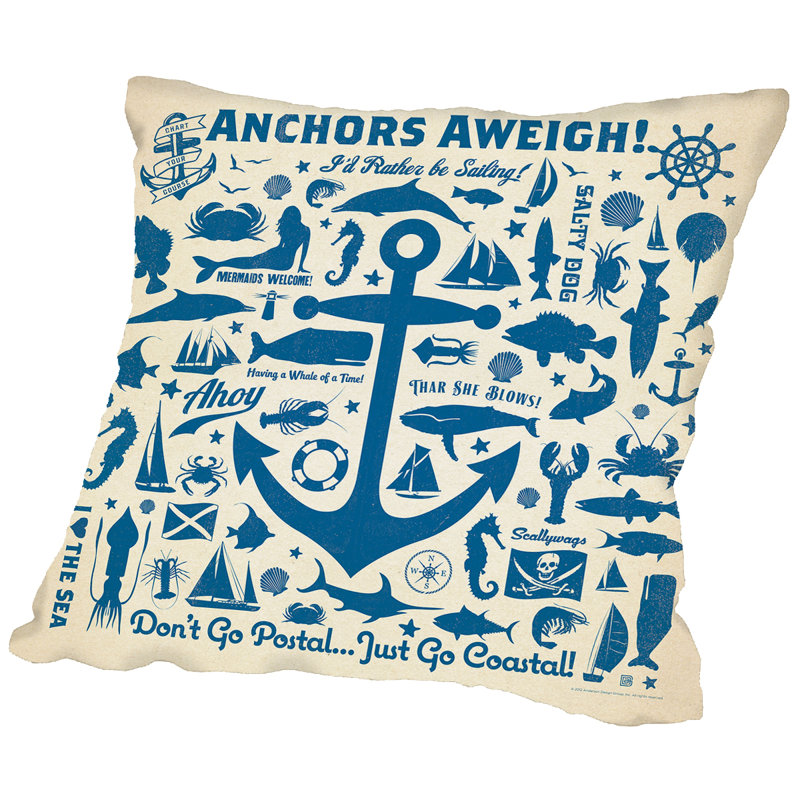Anchor Throw Pillow Cover, 16" H x 16" W x 2" D