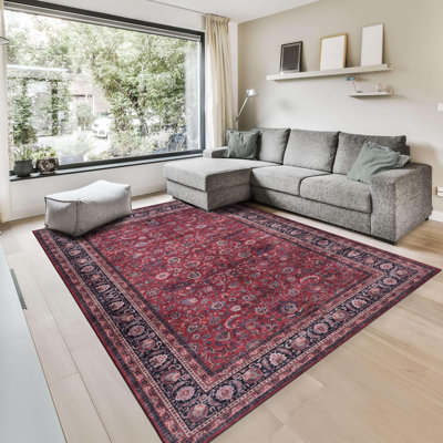  Yildiz - Tapis d'intérieur lavable à la machine - Tapis rouge foncé 6 pi x 9 pi