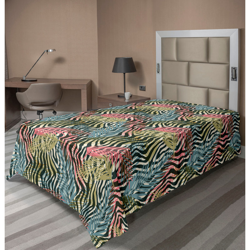Drap Ambesonne Tropical Boho Hawaii Vibes Palms, Drap plat simple