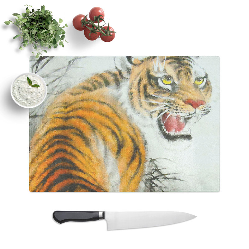 Oriental Tiger Vol.2 Painting Chopping Board, 0.4cm H x 20cm W x 28.5cm L