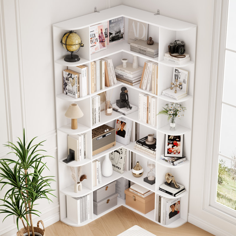 Bibliothèque en L 73,9 "à 6 niveaux, Blanc
