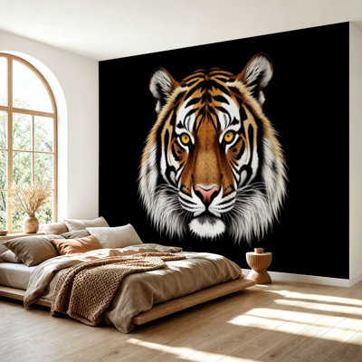Papier peint adhésif autocollant tigre pour les vêtements de style tigre Chasse tigres Papier autocollant amovible pour décoration de salon Chambre à coucher H 69 po x l 96 po