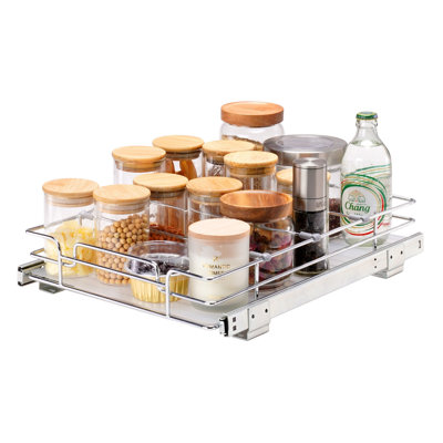 Rangement robuste pour armoire coulissante - Panier coulissant en acier chromé pour rangement sous l'évier et le garde-manger