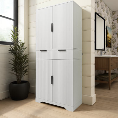 Freestanding Kitchen Pantry Cabinet with 3 Slide-Out Drawers & Adjustable Door Shelves? by Lark Manor
