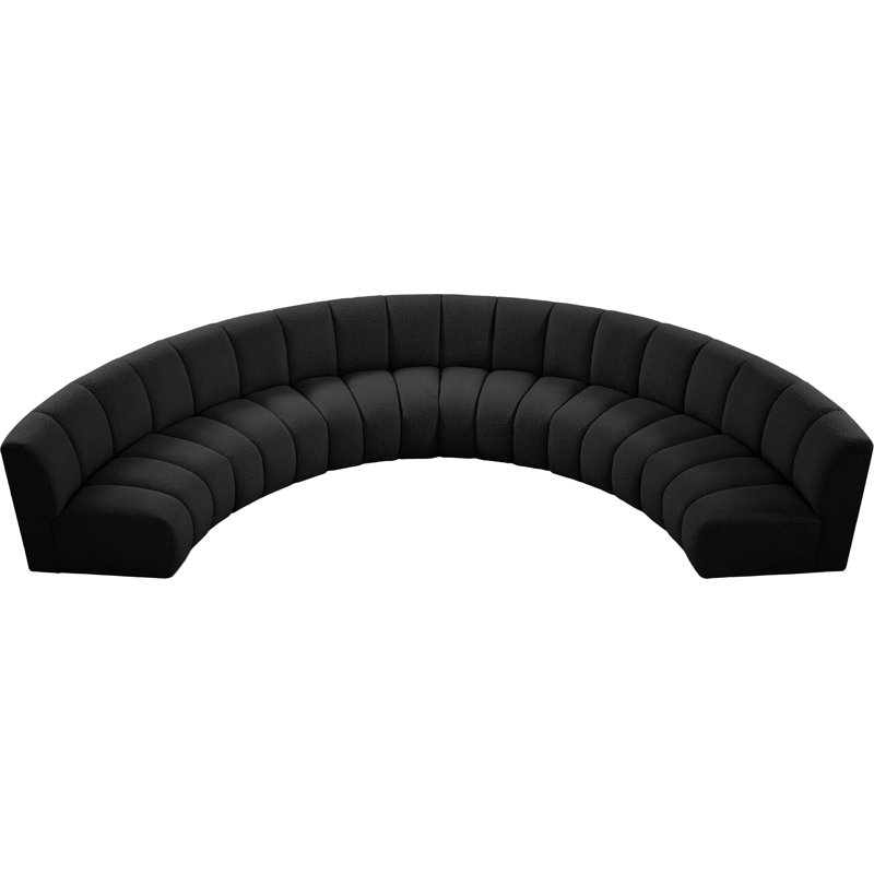Infinity Upholstered Curved Sectional Symmetrical, Black Boucle Fabric