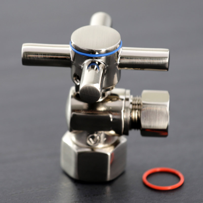 Kingston Brass Concord 1/2 po Ips X 3/8 po D.O. Valve d'arrêt à quart de tour, Nickel brossé