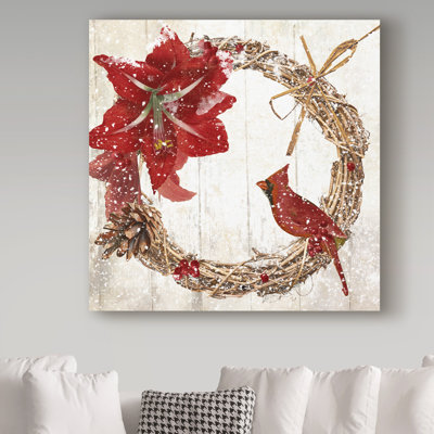 'Cardinal Christmas II' Graphic Art Print on Wrapped Canvas