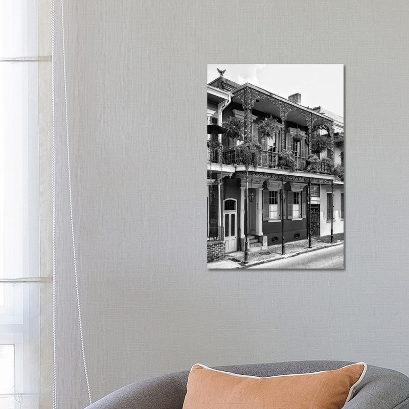 «Black NOLA Series - French Quarter balcon» par Philippe Hugonnard - reproduction de photo sur toile tendue
