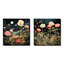 Enigma, fleurs de jardin roses et vertes I - Tachisme, ensemble de 2 carrés d'art mural en métal-837602752