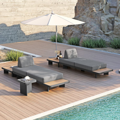 5-Pieces Outdoor Gray Modular Sectional Sofa Set With Coffee Tables