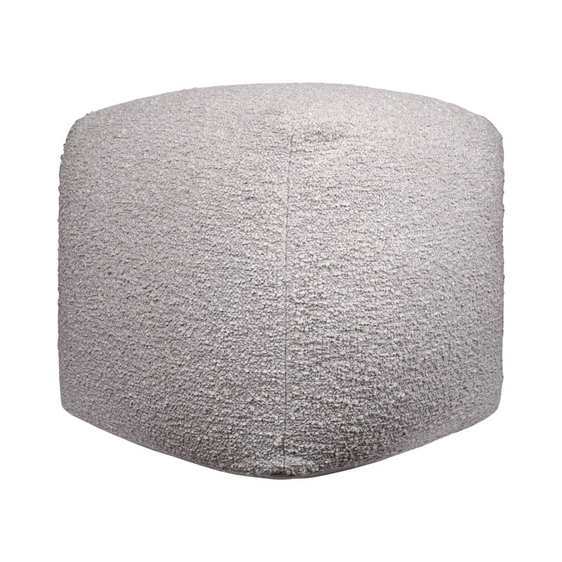 Nertila Handmade Farmhouse Boucle Square Indoor Pouf Ottoman, Gray
