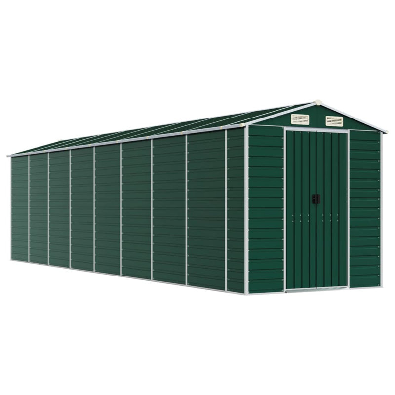 Grande remise en acier galvanisé Vidaxl, H 78 po x l 285,4 po x P 75,2 po, Vert