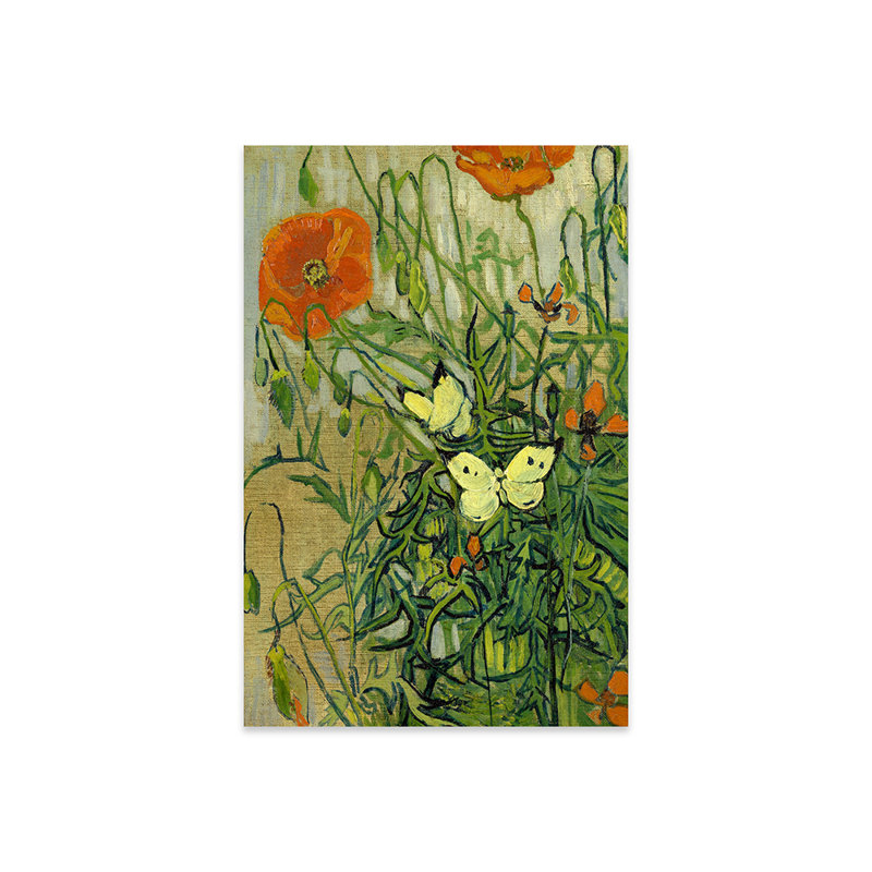 Papillons et coquelicots, impression sur verre acrylique, H 24 po x l 16 po x P 0,25 po