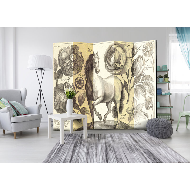 225cm W x 172cm H 5 - Panel Wood Folding Room Divider