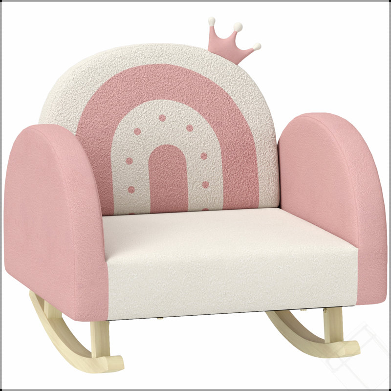 Qaba Kids Rocking Chair, Princess Crown Toddler Chair, Children's Armchair Rocker With Backrest For Bedroom, Playroom